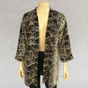 Womens Snake Print Kimono Jacket Attitudes By‎ Renee Open Front Relaxed Fit